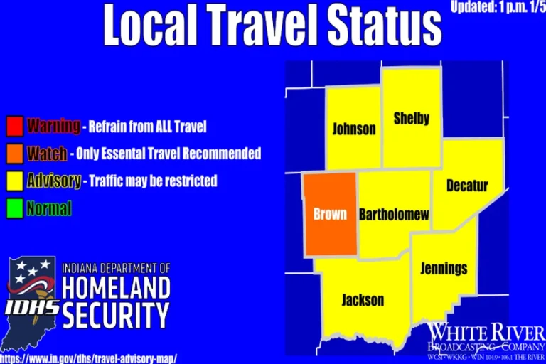 Indiana County Travel Status Map
